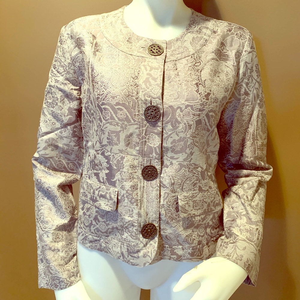 Chico’s Silver Brocade Jacket - Size 1